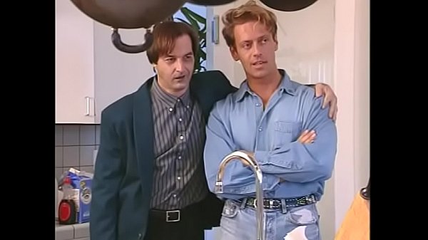 Brunette slides her_cunt onto ripped_dude s_cock as_second babe licks his balls