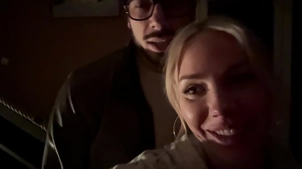 Blonde friend sucks my cock in the elevator and gets fucked hard in the hotel room 