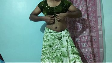 Dancing and Stripping of my stepmom wearing green coloured saree