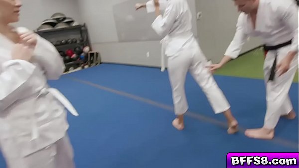 Karate hotties Abigail Peach Bella Rolland and Olivia Grey pleases their trainers_fat rod and_c.