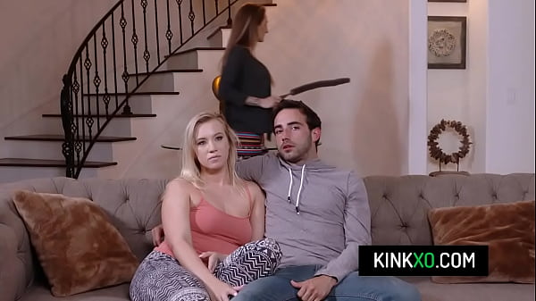 Perv studfucks his hot milf stepmom Natasha Starr and teen stepsis Bailey Brookes