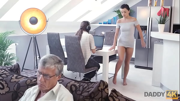 DADDY4K. Old guy still in great shape to fuck sons girlfriend on sofa 