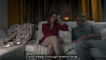 She Lies On The Sofa In The Red Robe And Gets Fucked