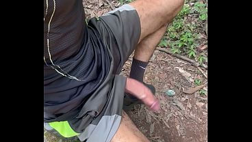 Huge dick on the trail wanting to cum 