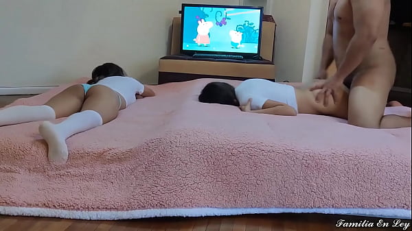 My Stepdaughter and herDelicious Friend watching_Cartoons