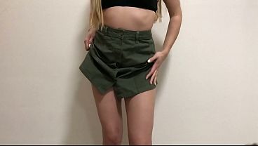 Trying on_my skirts for school without panties I m18 yo teen