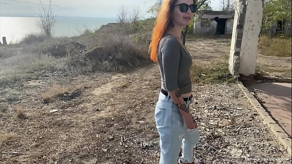 Busty Redhead Blows And Fucks Her Boyfriend Outside thumbnail