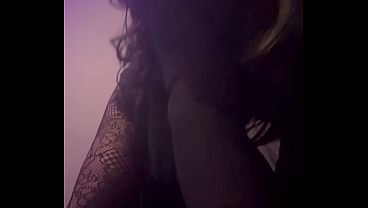 Backing it up in sexy black sheer lingerie 