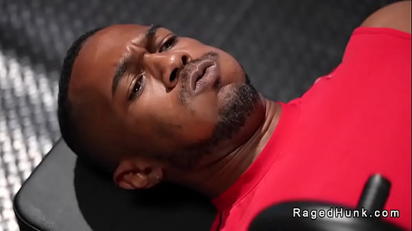 Big black cock Sean Xavier gets mouth fucked by big dick Zod Blakk while working out in the gym then anal fucks him and gets anal banged 