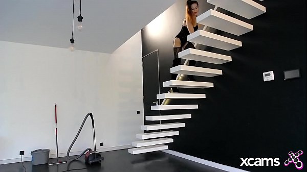 Play MP4 - Naughty maid cleaning the house in sexy lingerie and getting super wet