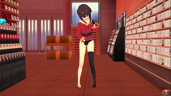 19 year old megumin cosplayer explores herself in a sensual show 