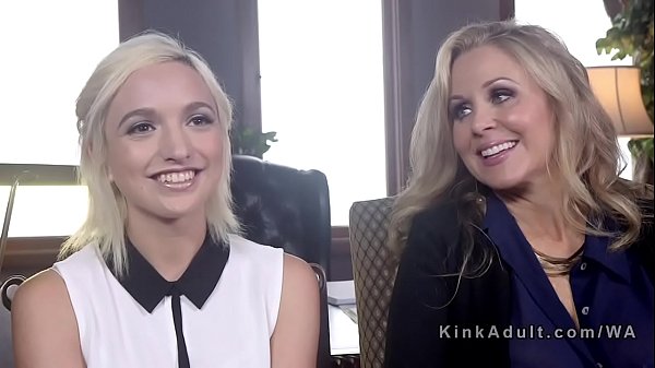 Tied up blondegot anal strap_on