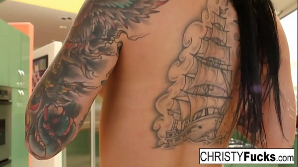 HotChristyMack plays withher amazing tits and wet pussy_on the kitchen counter