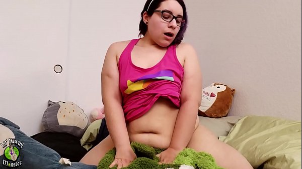 Watch me look super cute as i rub and ride my favorite stuffed toys before finding my toy hidden behind my pillow and start masturbating with it