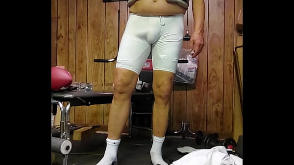 Demonstration of tight football shorts without pads 