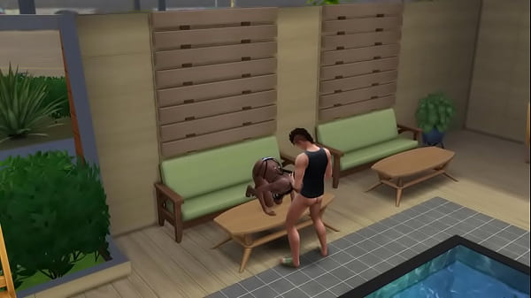 Жопастая мулатка_посидела на лице_у азиата_возле бассейна