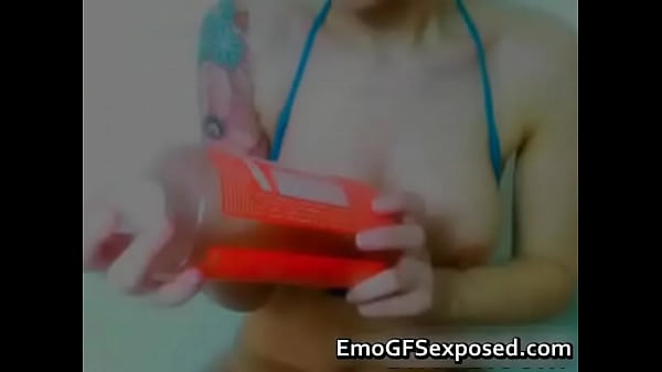 Sexy emo teases with a dildo