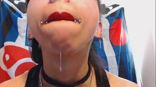 Bright Red Lips Drool and_Spit a LOT of Saliva