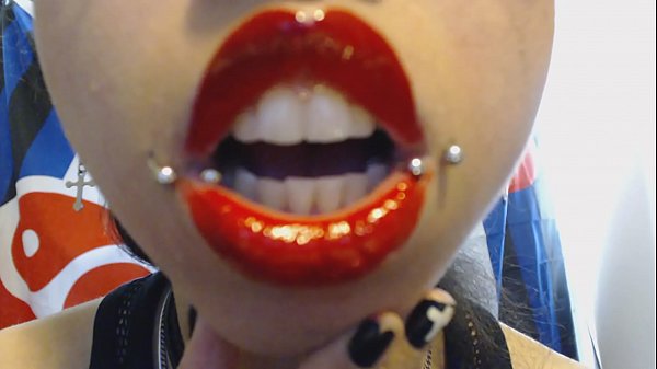 Play MP4 - Bright Red Lips Drool and Spit a LOT of Saliva