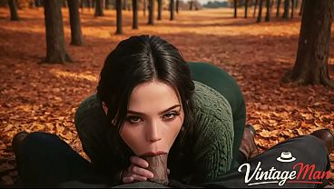I love autumn and sucking grandpa'_s cock in the bushes [AI]
