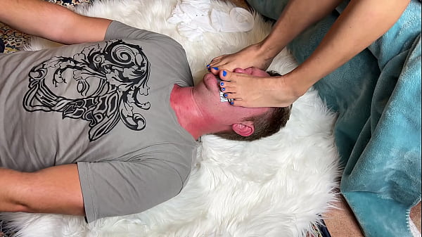 Smell My Feet In Pantyhose And Barefoot While Your Mouth Is Tapped And Hands Restrained In Bondage thumbnail