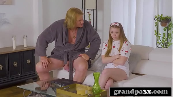 Kinky old man teaching his petite stepgranddaughter a lesson in privacy