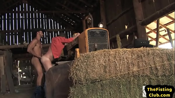 BJ cowboy enjoys anal fisting in the stable on the hay