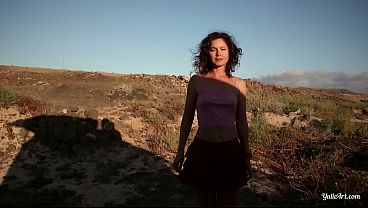 Beautiful girl on a camper site teased him