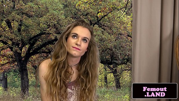 Cute femboi in sexy stockings strokes bigcock after solo fingering 