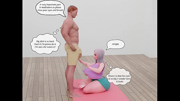 3d milf gets a lot of cum on yoga class