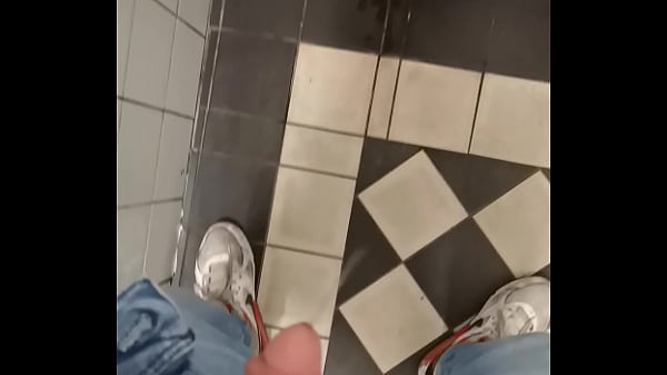 Pissing on floor in underground toilet 