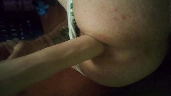 Taking huge_dildo while upside down_and wearing panties