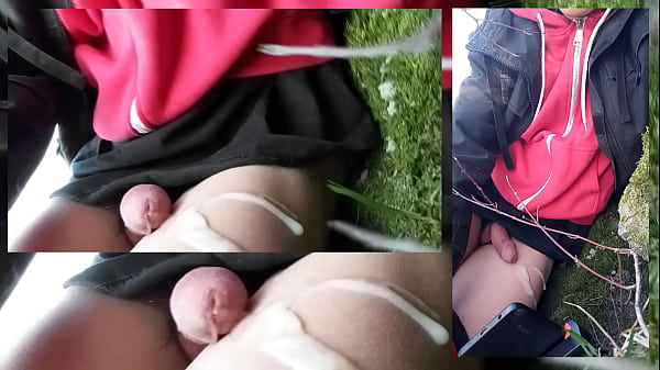 Gay Asian twink tries to masturbate outside, but it's a fail orgasm 