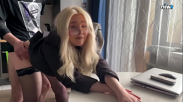 Sexy blonde secretary with glasses enjoys fucking deutsch porn