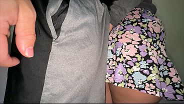 Big assed girl in a skirt strokes a stranger s penis