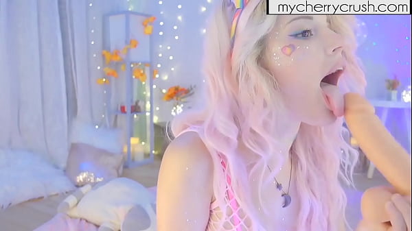 Cute Blonde Teases pussy in fishnets and masturbates with butt plug 