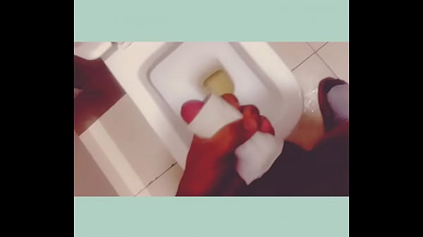 Gay indian boy masturbating in office rest room using toilet paper holder 