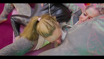 Inked Alt Girls Go Wild on Black Tattooed Dick - Sloppy ATM, Gagging Deepthroat & Cum Facial 