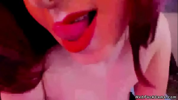 Redhead amateur shemale camgirl with nice pair of tits wanks and rubs big dick in bed while she is wearing only black stockings on webcam 