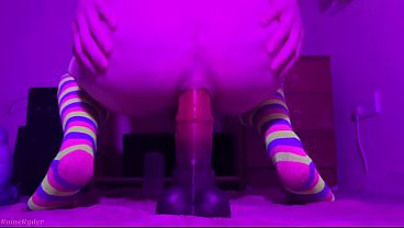 Femboy With Cute Ass Riding Extra-large Fantasy Stallion Toy thumbnail