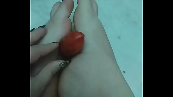 Imagine this sausage is your cock as my soft feet stroke till you fucking nut 