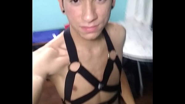 Play MP4 - Gay twink shows off his body and lingerie arness