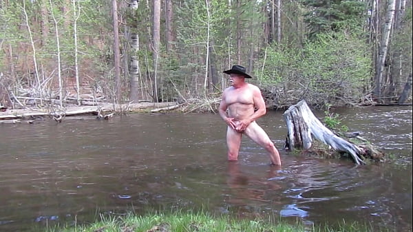 Naked bath in the river
