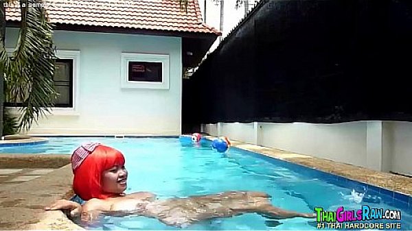 Asian redhead big tits in pool 