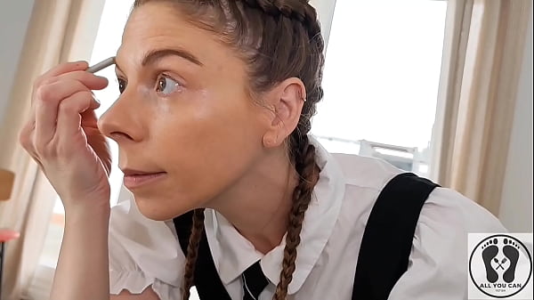 Godess milf in school uniform showering and masturbates 