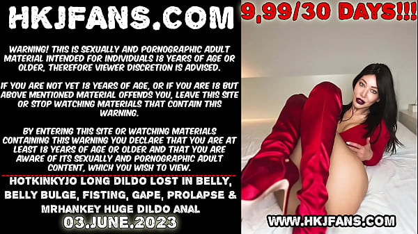 Hotkinkyjo long dildo lost in belly bellybulge fisting gape prolapse mrhankey huge dildoanal
