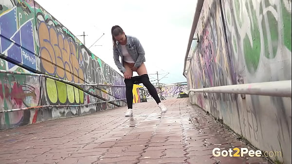Got2pee Brings Another Desperately Peeing Girl In Wiping Dry - Featuring Big Puddle thumbnail