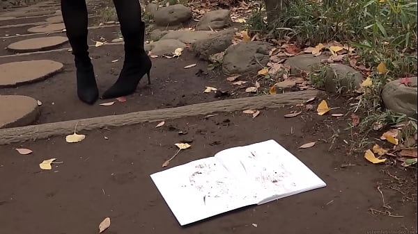 Make dirty shoe footprints on a white notebook
