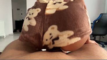 big ass in plush pajamas humping stepbrother's dick 