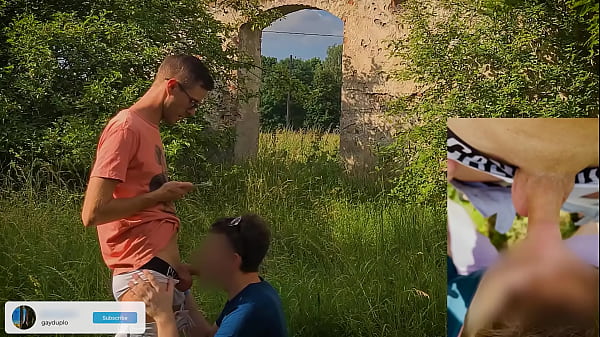 Sucking big dick in forest 